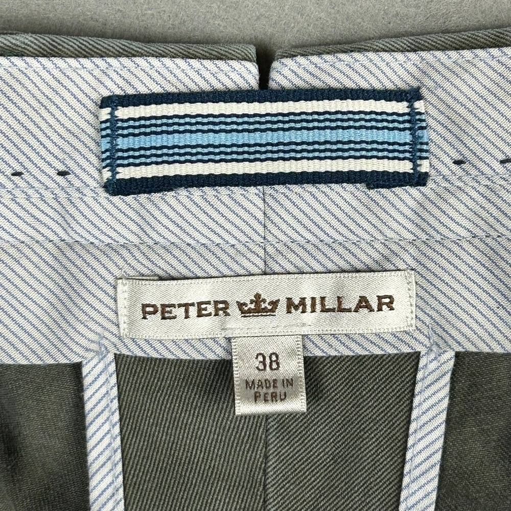 Peter Millar Chino Pants Flat Front Twill Mens 38x32 Olive Green MS15B84 - Picture 8 of 12